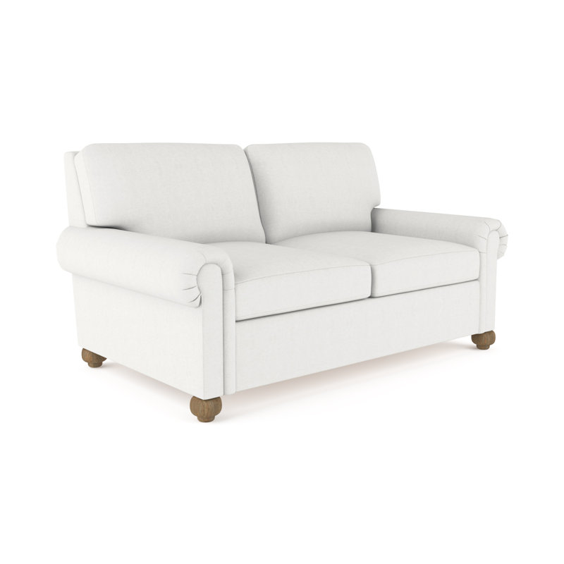 Causeuse Leroy, H 36 po x l 72 po x P 43 po, Lin Box Weave blanc, Naturel