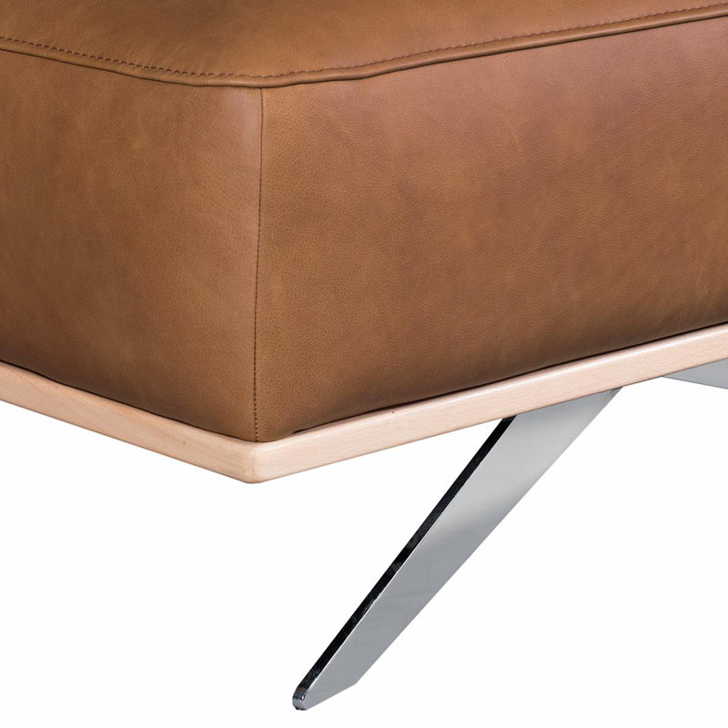 Edeltraut 80cm Wide Square Solid Colour Footstool Ottoman, Cognac