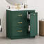 Ensemble de meuble-lavabo classique vert forêt de 30 po avec trois tiroirs, dont un tiroir double couche, avec de longues poignées dorées - pour les petites salles de bain