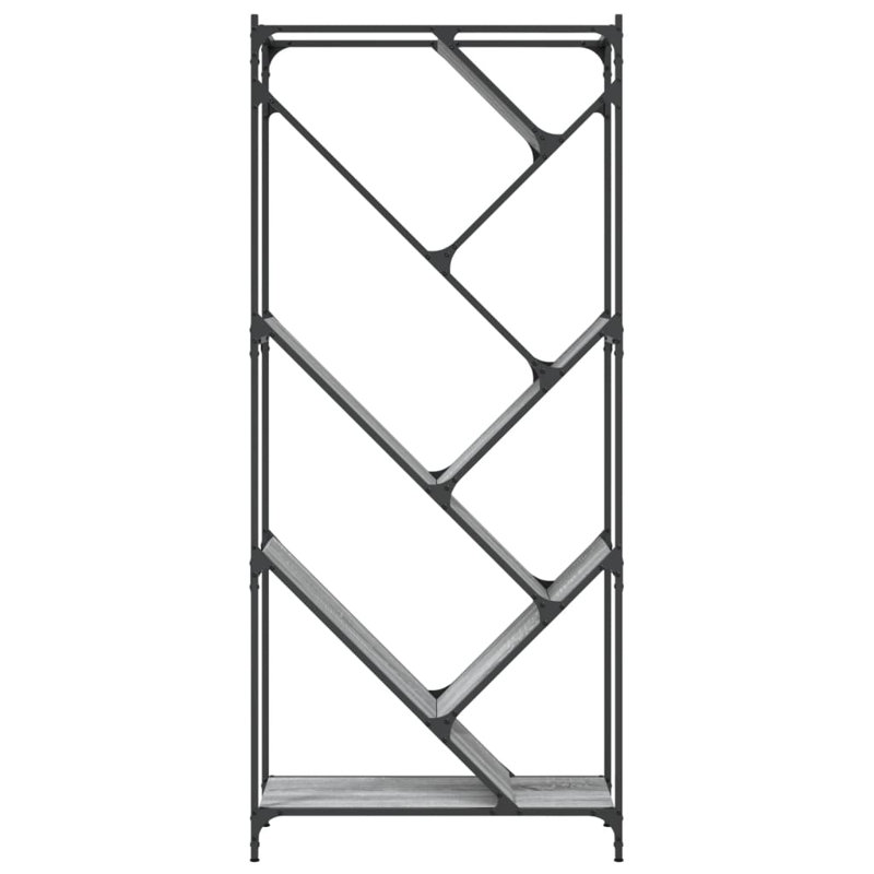 Brentford 180cm H x 79cm W Metal Geometric Bookcase, Grey Sonoma