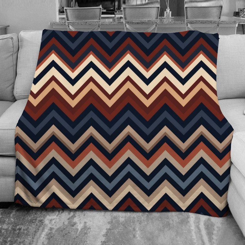 Couverture en molleton Jadier, Lit simple, Brun / Bleu marine