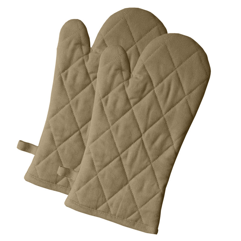 FabStyles Cotton Oven Mitt Set, Brown