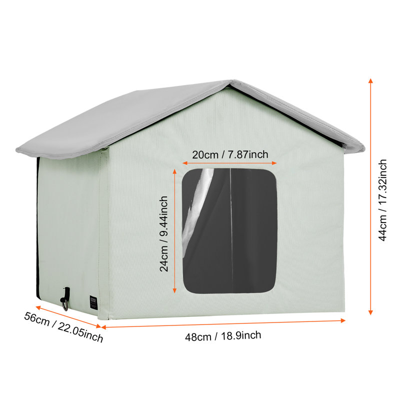 Light Green Heated Outdoor Cat House with Waterproof Heating Pad