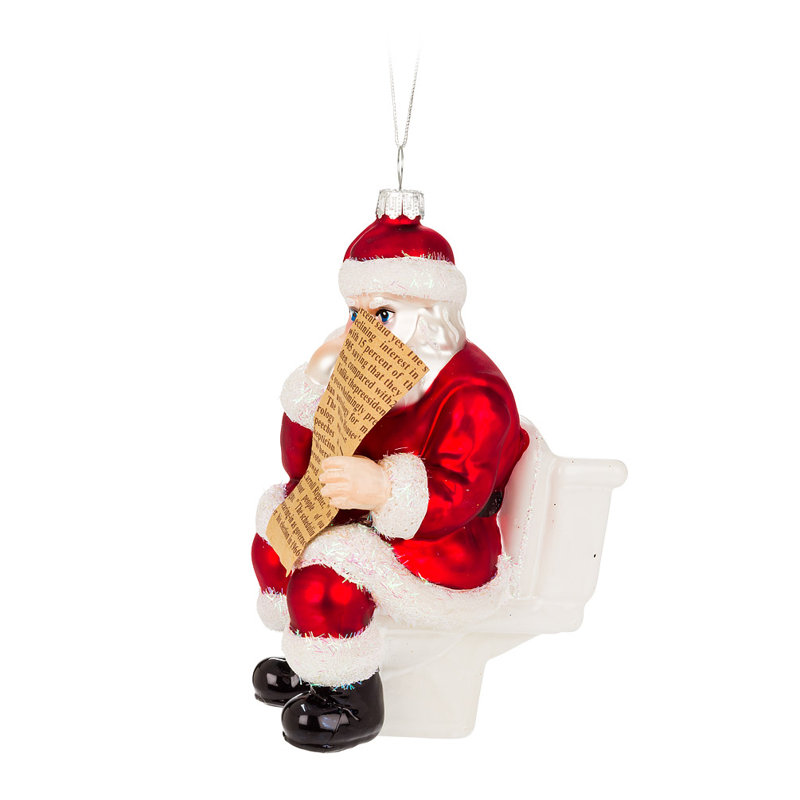 Ornement suspendu Père Noël sur toilette