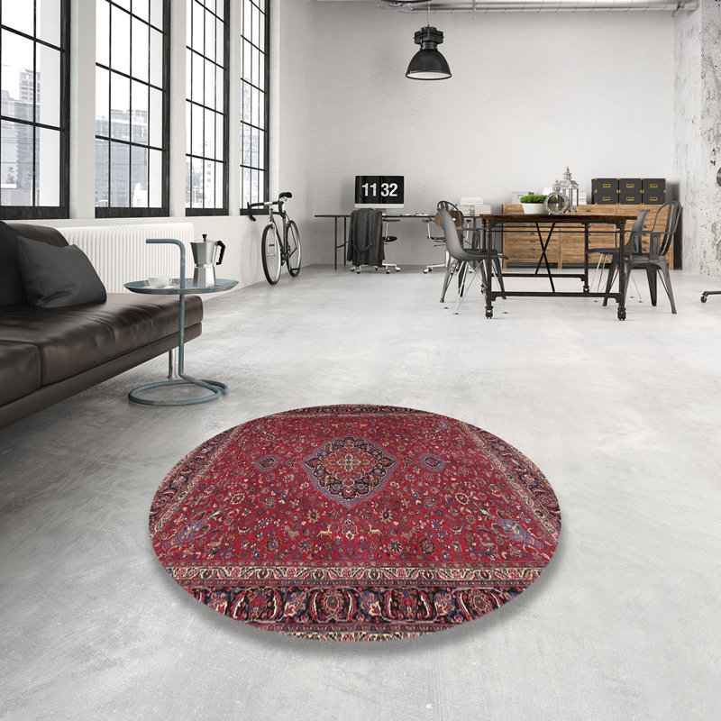 Tapis traditionnel rouge / brun / beige Geng, Rond 4 pi