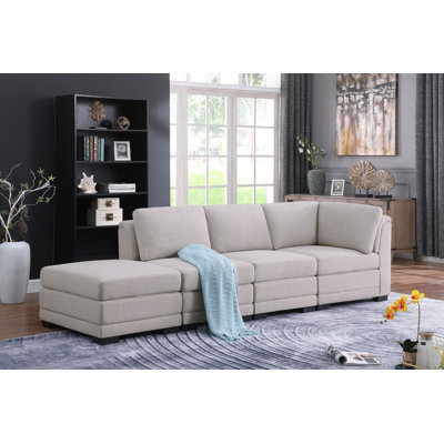 112"" Linen Round Arm Modular Sofa -  LILOLA, 88020-7B