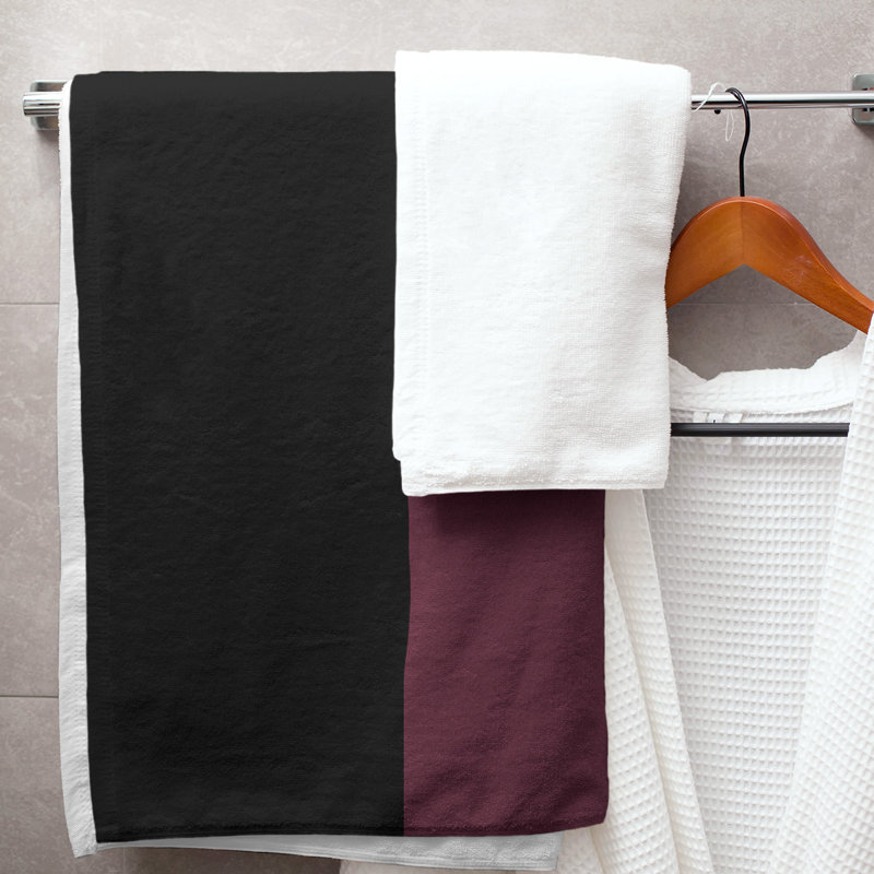 Lightweight Bath Towel, Black/Wine