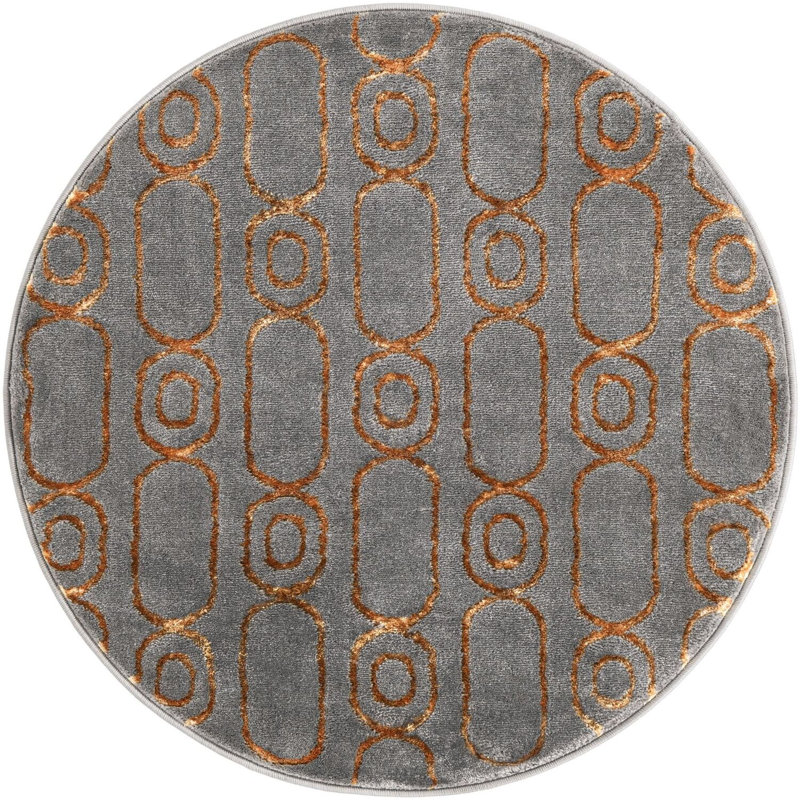 Tapis contemporain gris et gris Vincente, Rond 3 pi 1 po