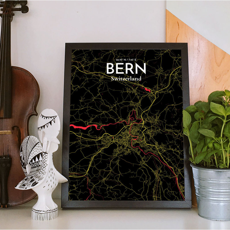 Bern City Map - No Frame Print, 50.8cm H x 40.6cm W x 0.13cm D