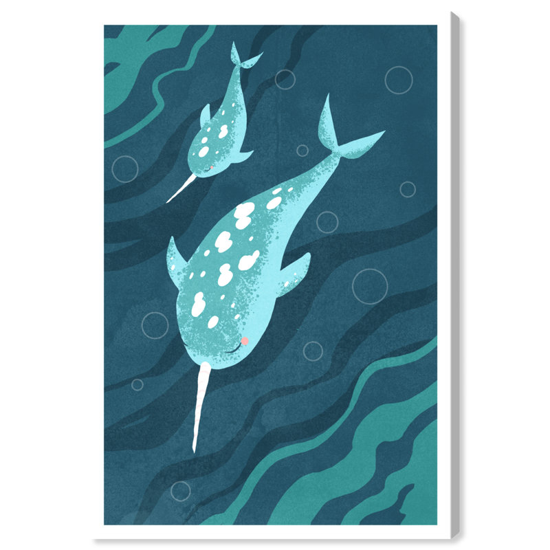 « narwhals », impression encadrée, H 24 po x l 16 po x P 0,75 po, Toile tendue