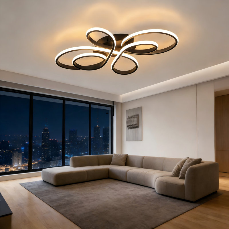 Breshayla 1-Light Butterfly LED Flush Mount, Black