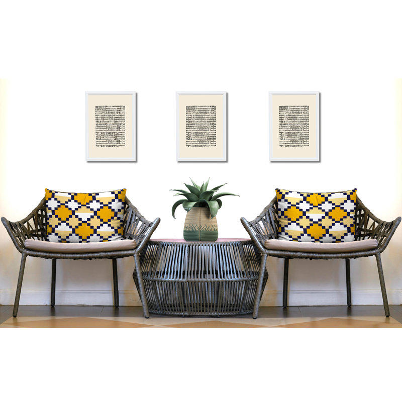 Polyester Lumbar Rectangular Indoor/Outdoor Pillow Cover & Insert, Yellow/Navy Blue
