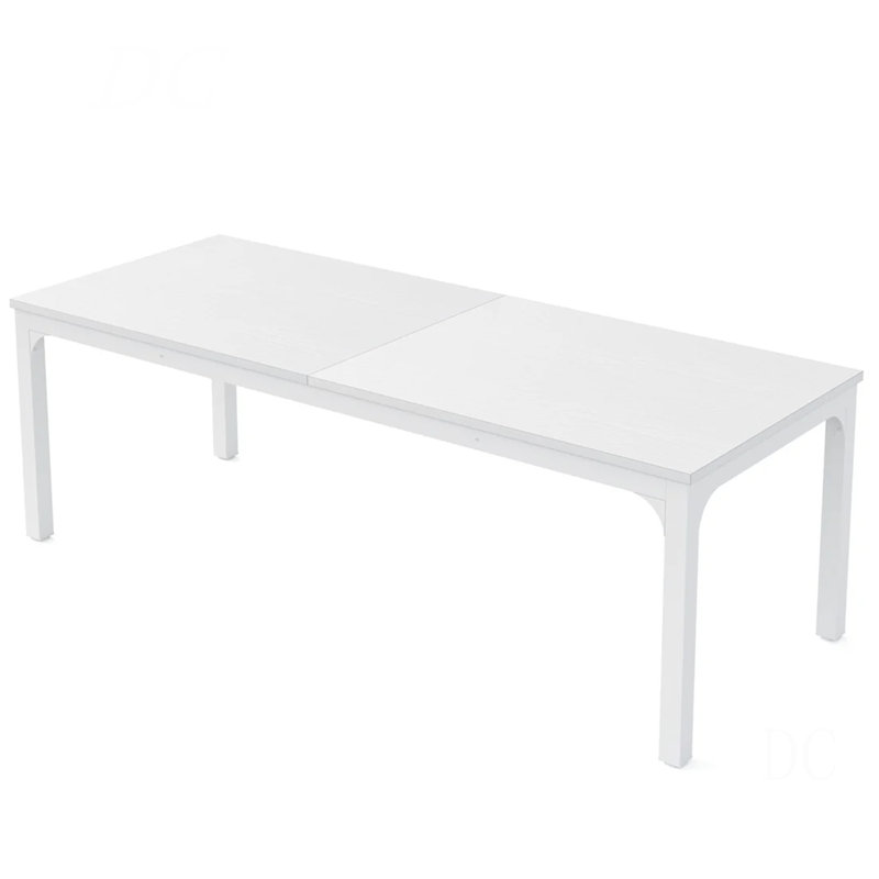 Dual Workspace Desk,Conference Table,Rectangle Computer Desk, White/White