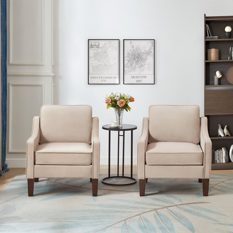 Fauteuil Modern, Velours taupe, Taupe