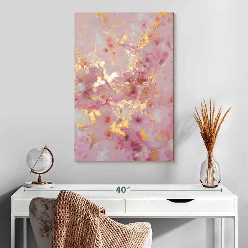 Avery rosé et or abstrait, H 30 po x l 20 po