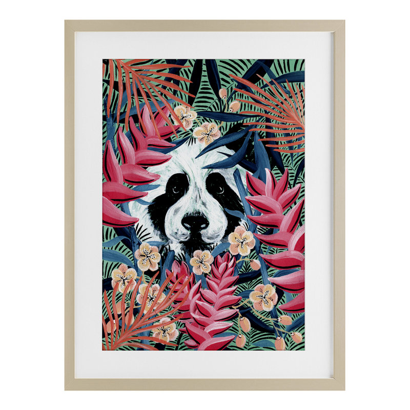 «It's A Wild Life Panda», reproduction sous verre encadrée, design par Yvette St. Amant, Cadre de récolte en pin