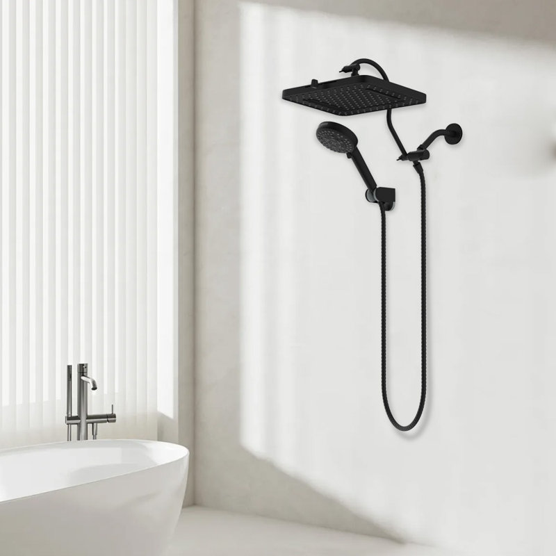 13'' High Pressure 5-Spray Rainfall Shower Head,With 10-Mode Handheld Spray,12'' Adjustable Extension Arm, 71'' Hose