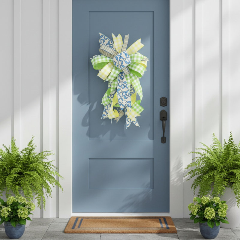 Decorative Spring Bow, Blue/Green/Yellow