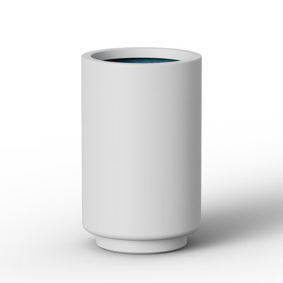 Grand pot à fleurs cylindrique en béton blanc brillant de 20 po avec trou de drainage pour l'intérieur et l'extérieur