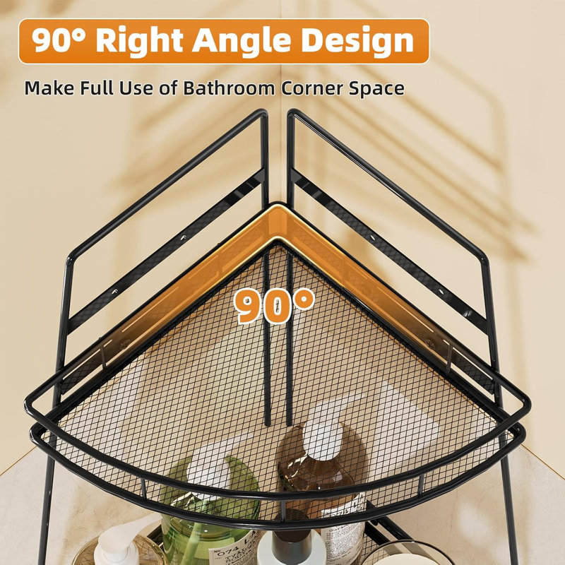 Rangement de comptoir de salle de bain à 2 niveaux, rangement de tablette de rangement de comptoir de salle de bain en métal, organisateur de maquillage de lavabo de salle de bain pour parfum de meuble-lavabo avec crochets, noir