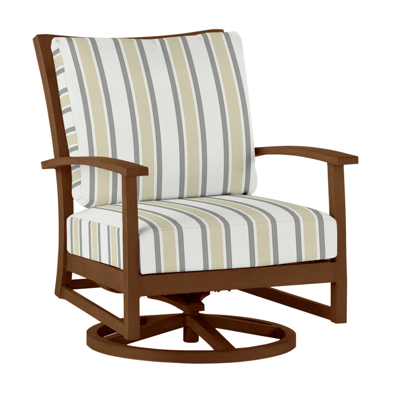 Charleston Patio Lounge Chair with Cushions, No Welt, Linen Dove, Charleston Aluminum #60 Oak