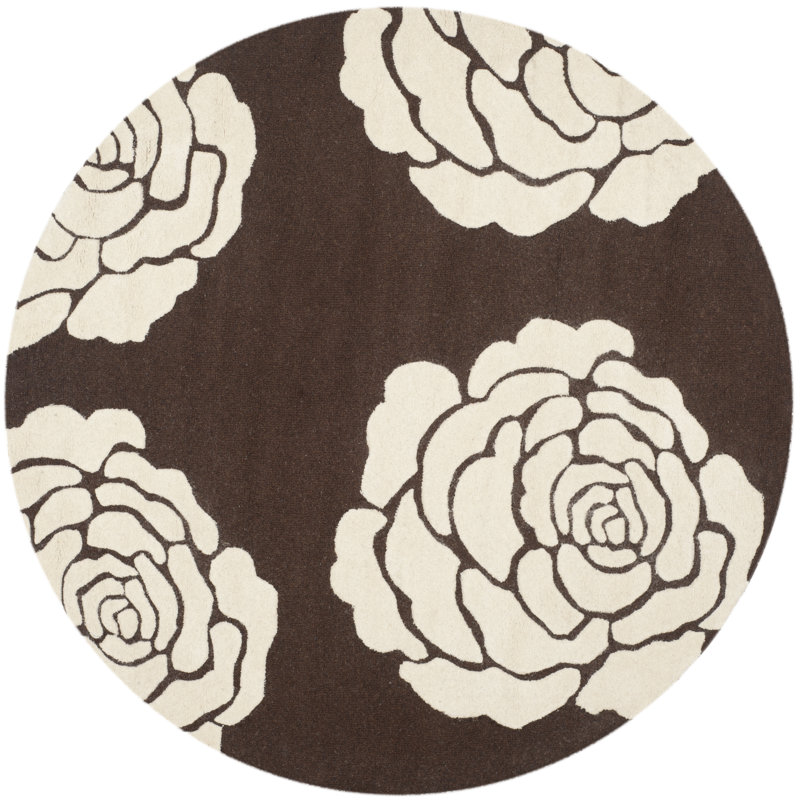 Cannen Hand Tufted Wool Floral Rug, Round 6'