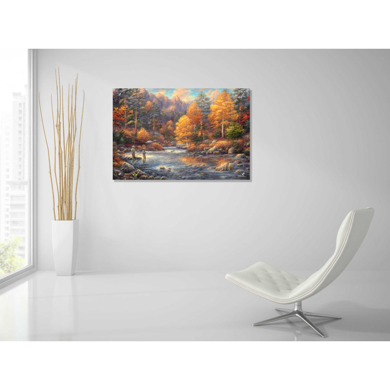 «Fly Fishing Legacy» par Chuck Pinson, art mural en verre acrylique, H 24 po x l 36 po x P 0,2 po
