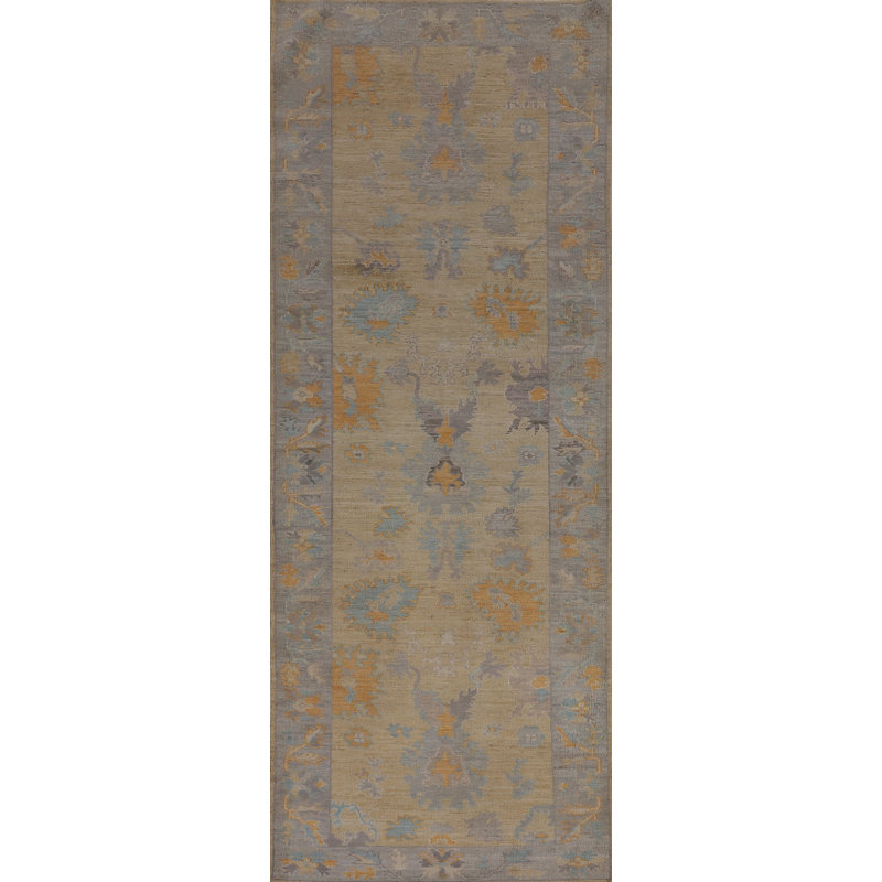 Handmade Oushak Vegetable Dye Runner Rug 3