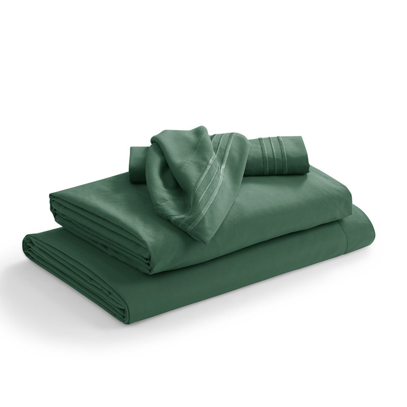 1800 Series Double-Brushed Microfiber Hypoallergenic Sheet Set, Hunter Green, Twin XL Sheet Set with 1 Pillowcase