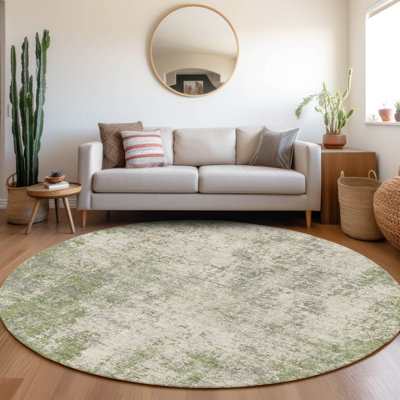 Premium Machine Washable Prisco Green Rug