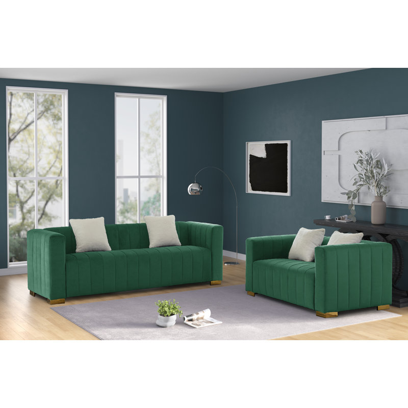 Ensemble de salon en velours 2 pièces Clifford, Or, Vert