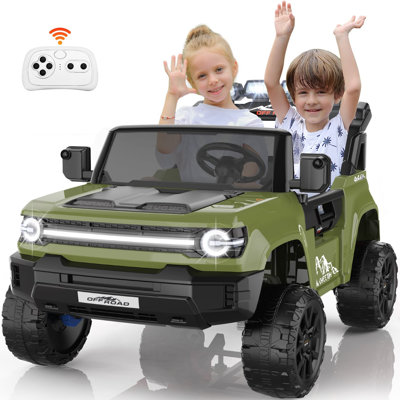 24V 2-Seater Ride On Toys 2Wd/4Wd Switchable 4*200W Ride On Truck Cars With Remote Control, Bluetooth, Music, Spring Suspension