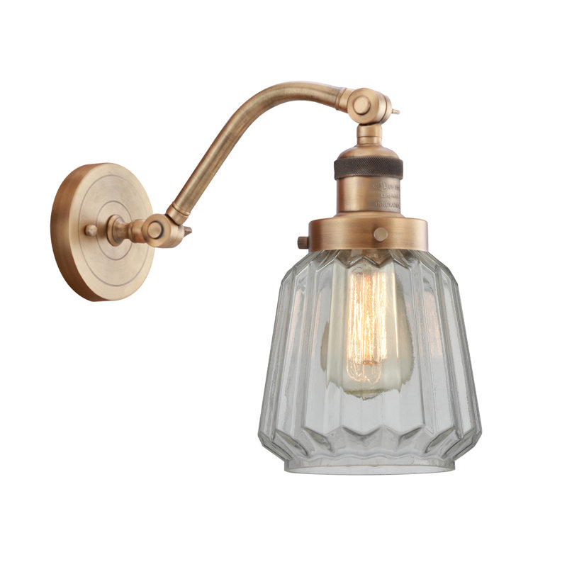 Vinson Armed Sconce, Mercury Plated, Brushed Brass, 11" H x 6" W x 12" D
