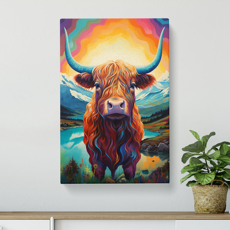 Highland Cow Futurism No.2 - Wrapped Canvas, 76cm H x 50cm W x 3cm D