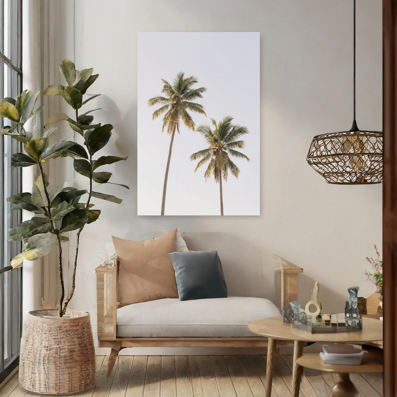 Palmiers abstraits, art mural contemporain, H 48 po x l 32 po