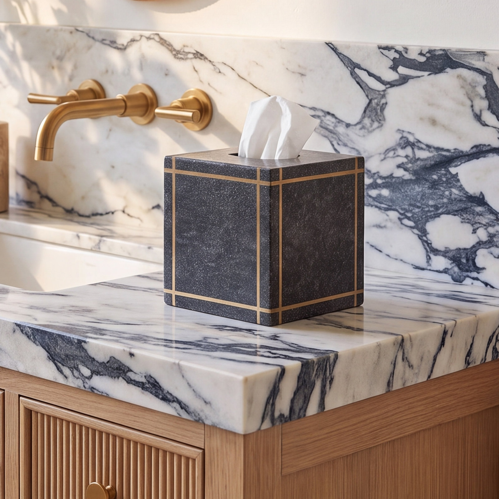 Perlita Marble Tissue Box Cover