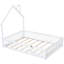 Lit double en bois avec garde-corps - Blanc et confortable