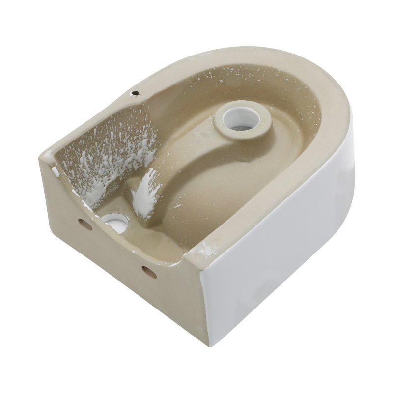 13"x10.4"Ceramic Rectangular Wall Mount Bathroom Sink with Single Faucet Hole