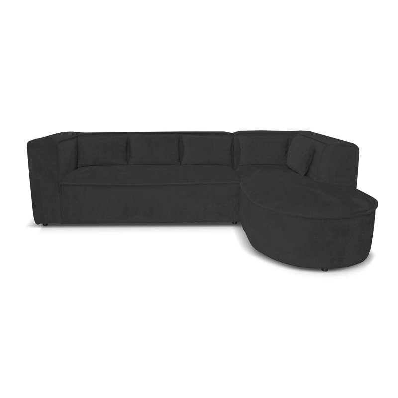 Caetana 4 Seater Corner Sofa , Black, Right Facing