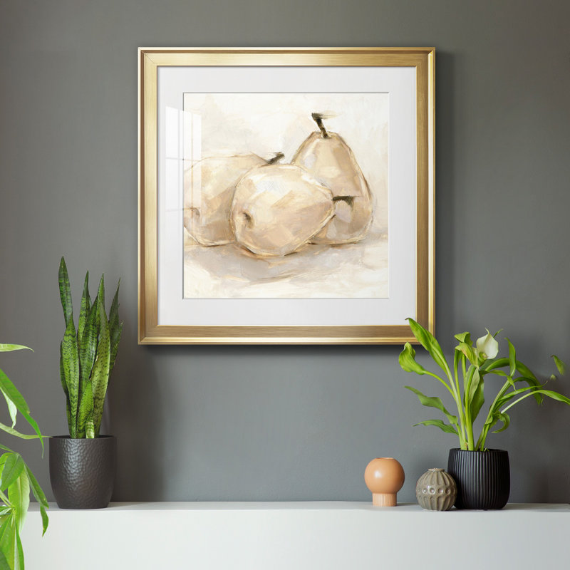 White Pear Study II - reproduction encadrée de qualité supérieure - prête à être accrochée, Cadre doré