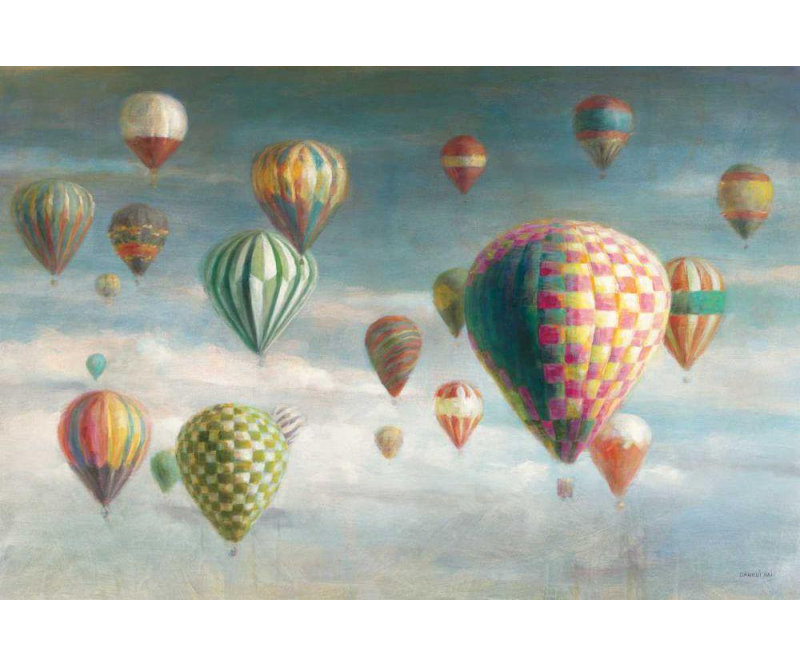 «Red Barrel Studio® Nai, Danhui Gallery», art sur toile tendue: montgolfières avec culture rose, H 28 po x l 40 po