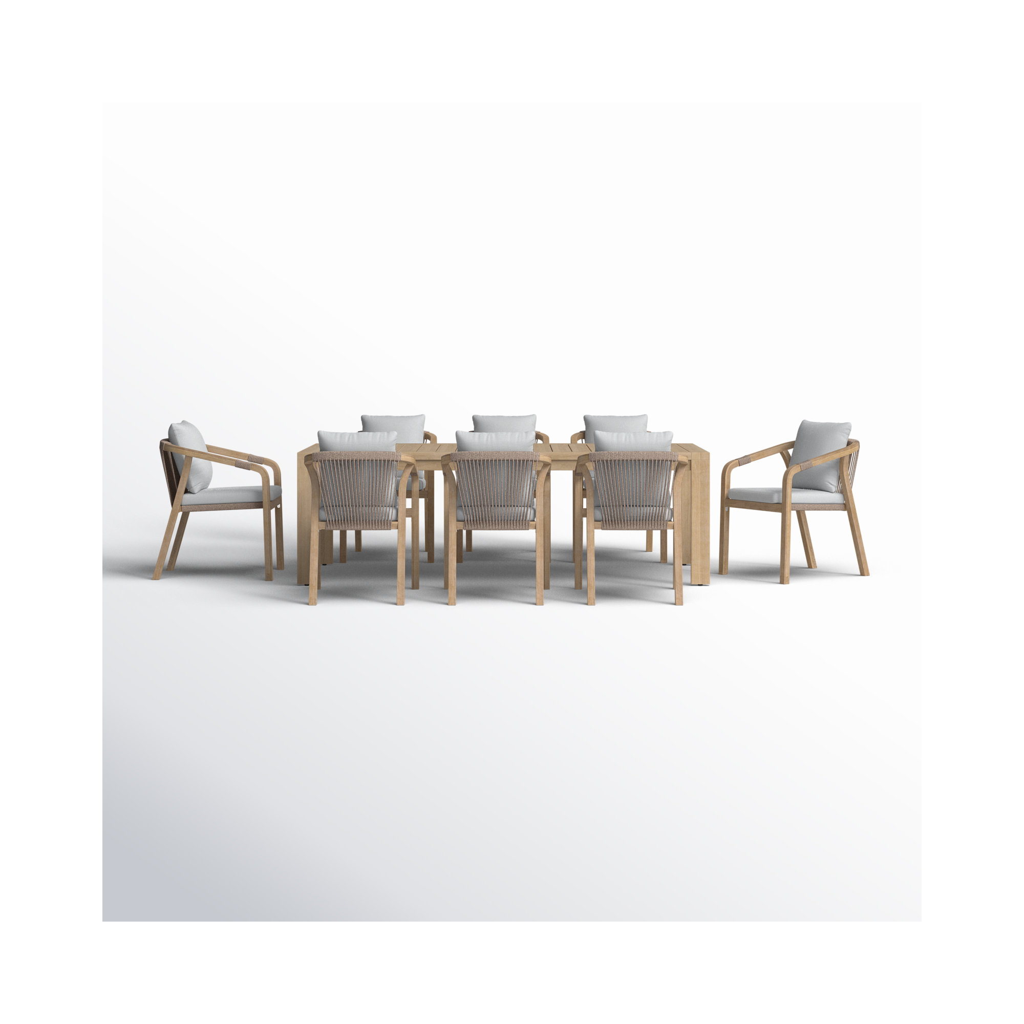 Joly Square 8 - Person Outdoor Dining Set with Cushions, Brown