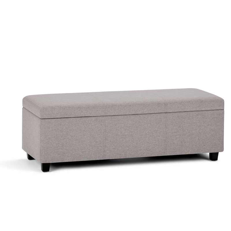 Banc de rangement avec repose-pieds rectangulaire rectangulaire en tissu d'aspect lin avec mousse à haute densité Avalon