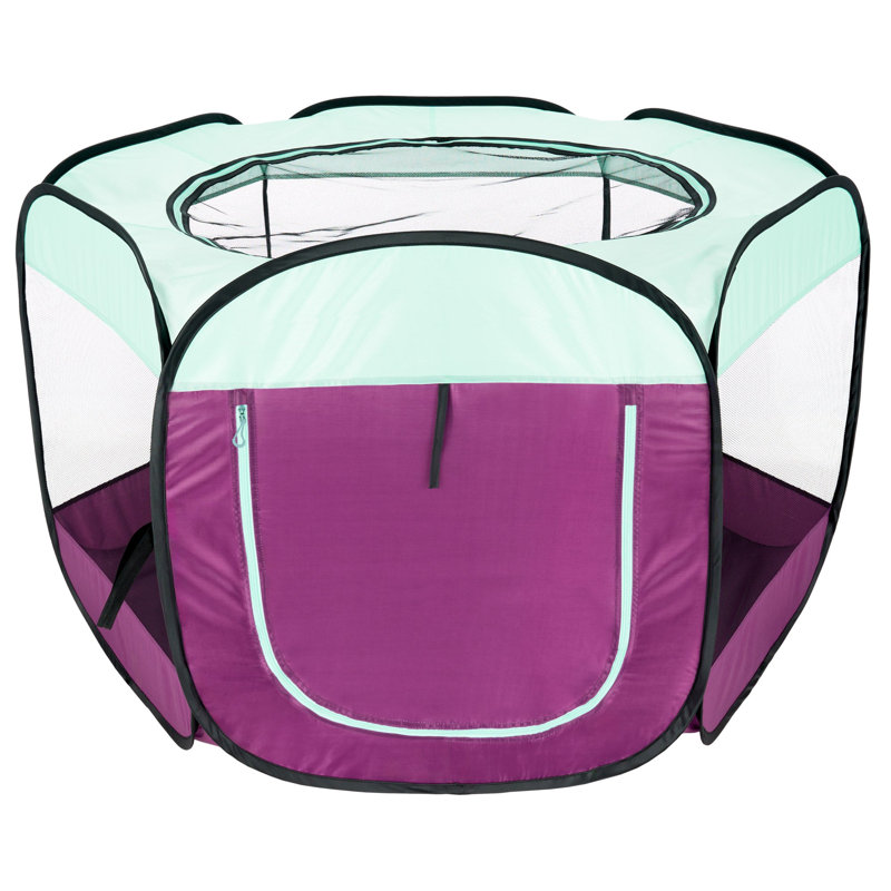 Panel Mesh Pet Playpen With Door, 29.5" H x 51" W x 44" D, Purple