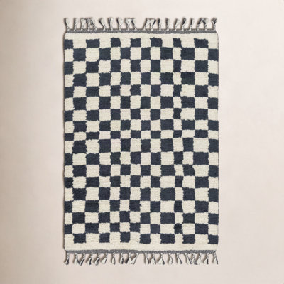 Keon Hand-Woven Checkered Shag Rug