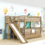 Lit superposé avec escalier de rangement, glissade et lit gigogne-129753987
