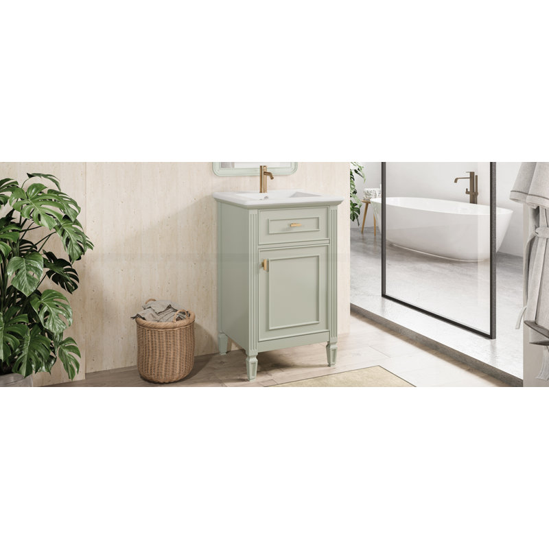 Meuble-lavabo de 20 pouces avec lavabo, Vert