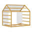 Lit simple en bois avec clôture et toit-666574006