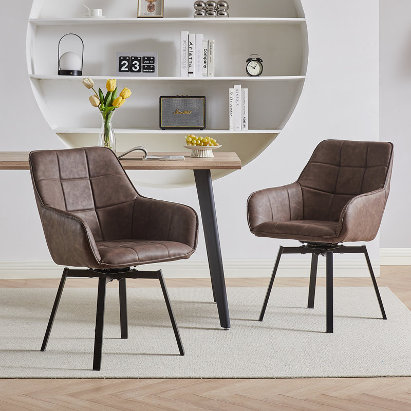 Byun 48cm H Upholstered Metal Armchair, Brown