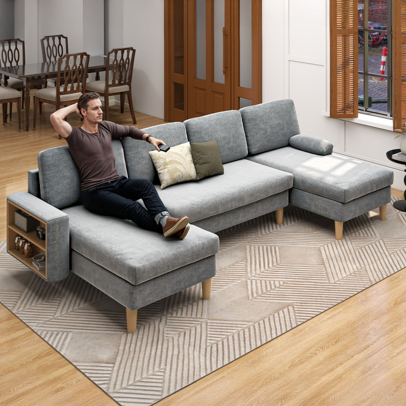 Canapé modulaire en U 109 po, Mélange de polyester gris